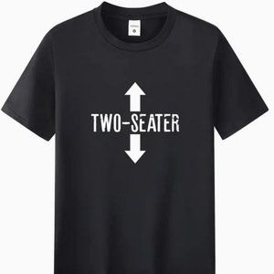 'Two Seater' Men's Casual Crew Neck Medium Black Short Sleeve T-Shirt NWOT